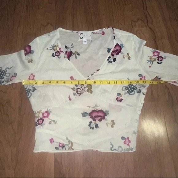 MAYLE LA FEMININ Floral Blouse Crop Sheer size 10 - Picture 3 of 5